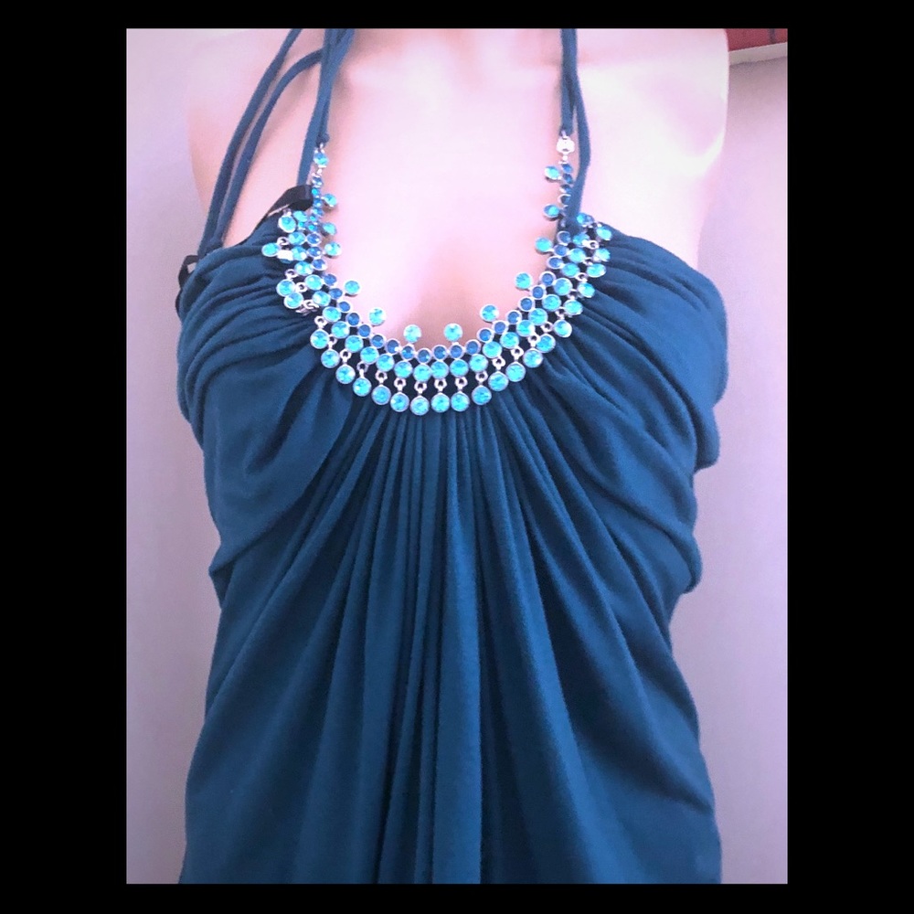 Jagger embellished rhinestone navy blouse